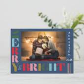 メリーBright Christmasカラフル Photo Navy blue シーズンカード (スタンド正面)