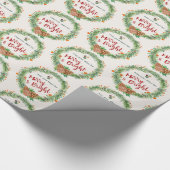 メリーBright Christmasリース ラッピングペーパー (角)