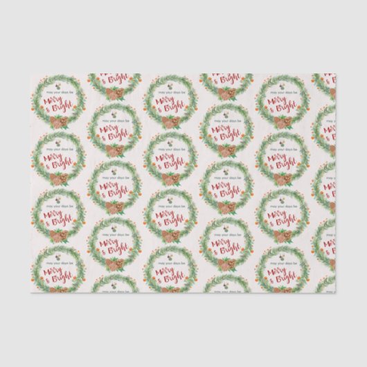 メリーBright Christmasリース 薄葉紙 (正面)