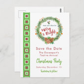 メリーBright ChristmasリースSave the Date ポストカード (正面/裏面)