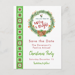メリーBright ChristmasリースSave the Date ポストカード