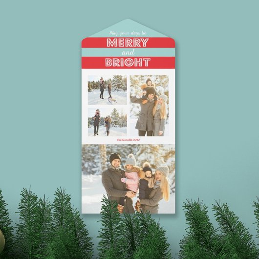 メリーBright Christmas 3つ折カード オールインワン招待状