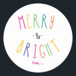 メリーBright Christmas Holiday Stickers & Bright Chri ラウンドシール<br><div class="desc">メリー&Bright Christmas Holidayステッカーカラフル。カスタマイズ文字一致するアイテムが使用可能。</div>