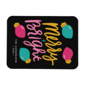 メリーBright Christmas Lights非写真ホリデー マグネット (横)