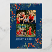 メリーBright Christmas Photo Collageフローラ 箔シーズンカード (正面)