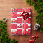 メリーBright Christmas Snowflake Photo Red ラッピングペーパー<br><div class="desc">あなたのメリー写真を特集した明るいクリスマスのラッピング紙。友人や家族の2枚の写真で違うクリスマスプレゼントをパーソナライズ。銀色のグラデーションの特別なメリークリスマスメッセージ、「明るい」は、1つの正方形に特徴。対角線上の正方形はクリスマスかわいらしの冬の雪の結晶である。このギフトラップは赤と銀をテーマとしているが、他の色のオプションがある。</div>