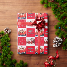 メリーBright Christmas Snowflake Photo Red