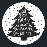 メリーBright Christmas Tree |ホリデーステッカー ラウンドシール<br><div class="desc">書道とモダンクリスマスモダンツリーイラストレーションを特徴とする休日のシール。その他の色やフォトカードやラベルなどのアイテムも用意されている。「あなたの日が明るくメリーて欲しいな」</div>