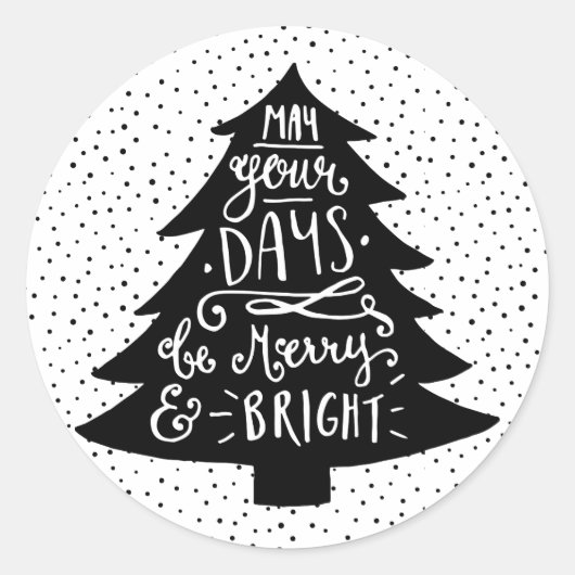 メリーBright Christmas Tree |ホリデーステッカー ラウンドシール (正面)