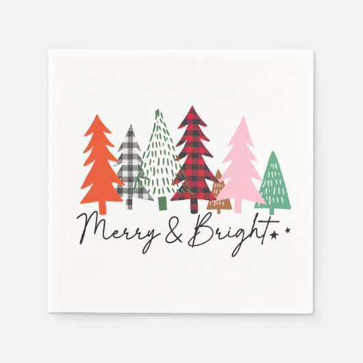 メリーBright Christmas trees Napkins スタンダードカクテルナプキン (正面)