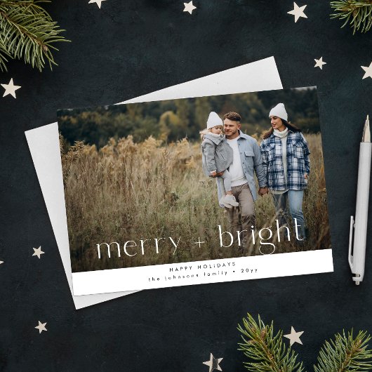 メリーBright Family素朴 Christmas写真 シーズンカード