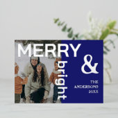 メリーBright Family Photo エレガント Midnight Blue 箔シーズンカード (立ち正面)