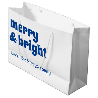 メリーBright Minimalist Christmas Family Black ラージペーパーバッグ