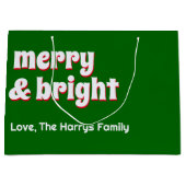メリーBright Minimalist Christmas Family Green ラージペーパーバッグ (正面)