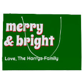 メリーBright Minimalist Christmas Family Green ラージペーパーバッグ (裏面)