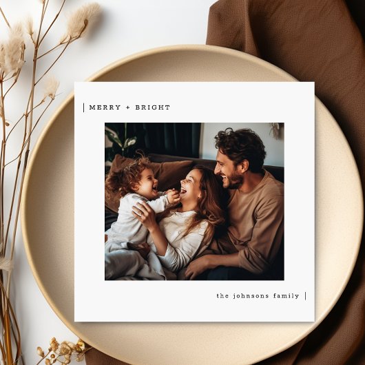 メリーBright Minimalist Family Christmas Photo シーズンカード