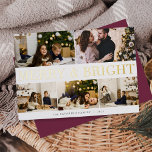 メリーBright Photo Collage 箔シーズンカード<br><div class="desc">共有応援これらのフェスティバルホリデーカードを使用して横向きの写真お気に入りのまたは横向きの5つの写真をフィーチャー。「メリー&ブライト」は、金ゴールドフォイルレタリングの中心を通して表示され、あなたの家族の名前と下に沿った年</div>