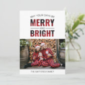 メリーBright Plaid Holiday Christmasフォトカード シーズンカード (スタンド正面)