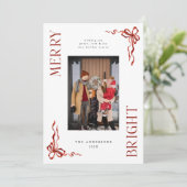 メリーBright Red Bowフォトクリスマスカード シーズンカード (スタンド正面)