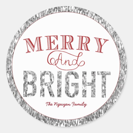 メリーBRIGHT、Silverグリッター、Red Labels ラウンドシール (正面)