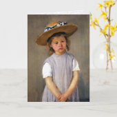 メリーCassatt "麦わら帽子の子供" カード (黄色い花)