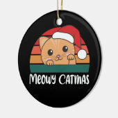 メリーCatmasおもしろい Cat Christmas Pun Ceramic Ornam セラミックオーナメント (左)