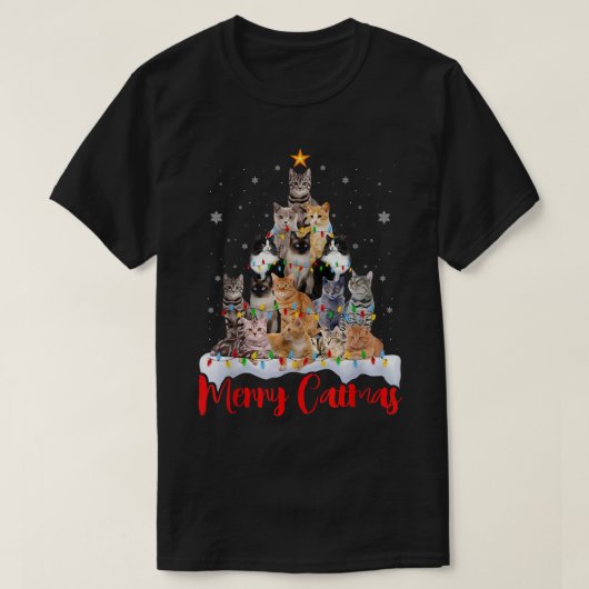メリーCatmasクリスマスギフト男性ウィメンキッズキャッおもしろいトCh Tシャツ (デザイン正面)
