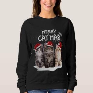 メリーCatmasクリスマスツリーサンタキッテンクリスマスかわいい スウェットシャツ