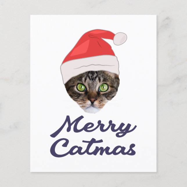 メリーCatmas，クリスマスキャットサンタハット招待状 (正面)