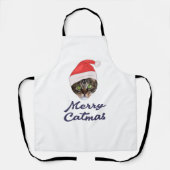 メリーCatmas，クリスマスキャットサンタハット招待状 エプロン (正面)
