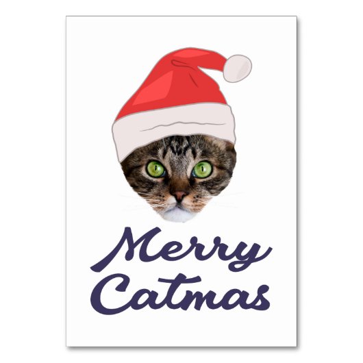 メリーCatmas,クリスマスキャットサンタハット招待状 テーブルナンバー (正面)