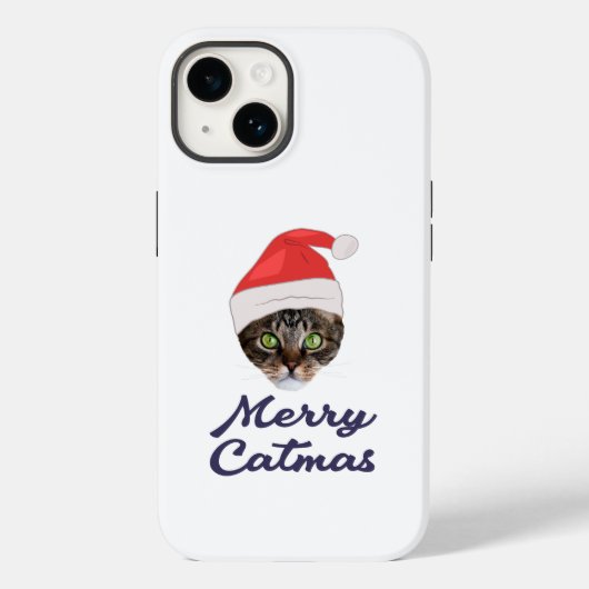 メリーCatmas，クリスマスキャットサンタハット招待状 Case-Mate iPhoneケース (裏面)