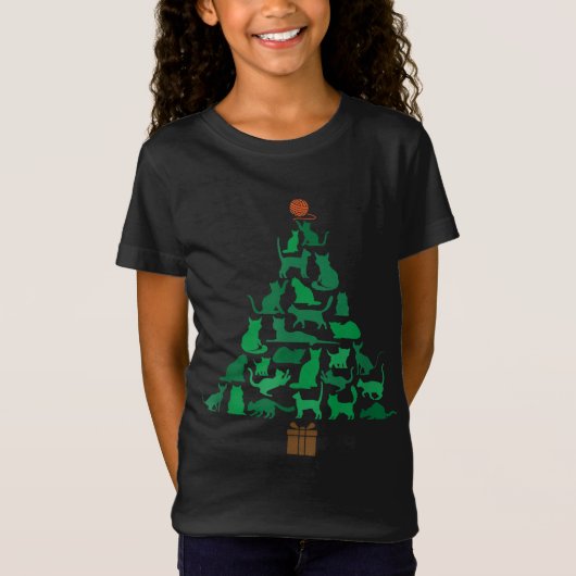メリーCatmas Cat Christmas Tree, Meowy Catmas Tシャツ (正面)