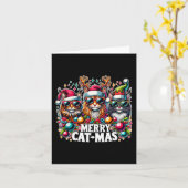 メリーCatmas Cat-mas Crewクリスマスおもしろい猫 カード (黄色い花)