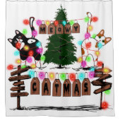 メリーCATMAS、Cute Cat Christmas Gift、X-mas Cat シャワーカーテン (正面)
