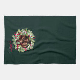 メリーChistmas編集可能フォトファミリー キッチンタオル