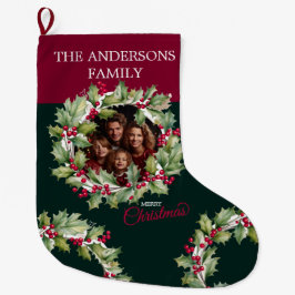 メリーChistmas編集可能フォトファミリー ラージクリスマスストッキング