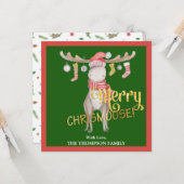 メリーChrisMoose水の色クリスマス カード (正面/裏面インサイチュ)