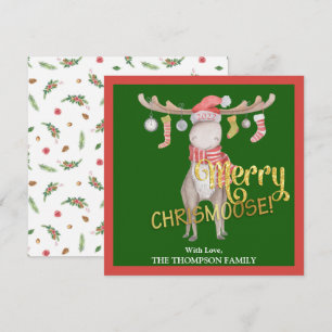 メリーChrisMoose水の色クリスマス カード