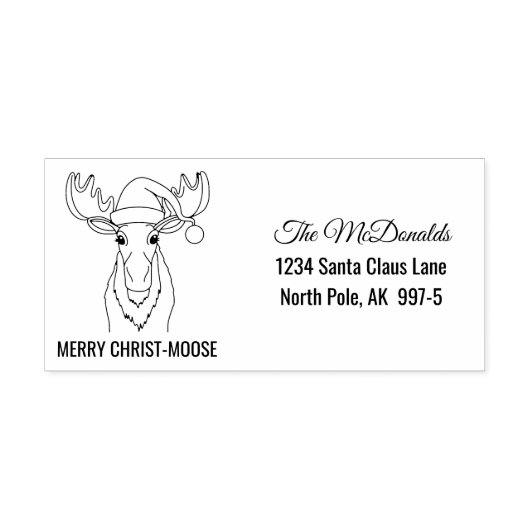 メリーChrist-Moose with Santa Hat差出人住所 セルフインキングスタンプ (デザイン)