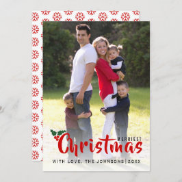 メリーChristmasモダン Snowflaks photo card 招待状