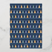 メリーChristmas写真モダン青金ゴールド木 箔シーズンカード (裏面)