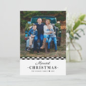 メリーChristmas Black Buffalo Plaid写真 シーズンカード (スタンド正面)
