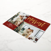 メリーChristmas Brush Script Photo Red 箔シーズンカード (回転した状態)