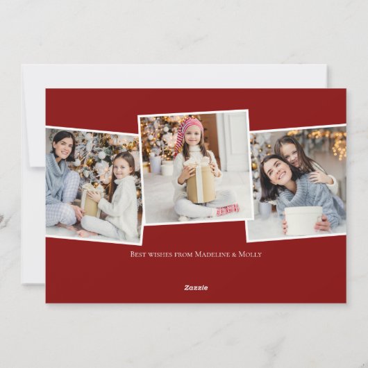 メリーChristmas Chic Red Script Overlay写真 シーズンカード (裏面)