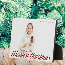 メリーChristmas Chic Red Script Overlay写真 フォトプラーク