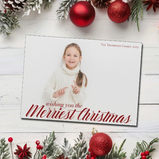 メリーChristmas Chic Script Photo Magnet Card