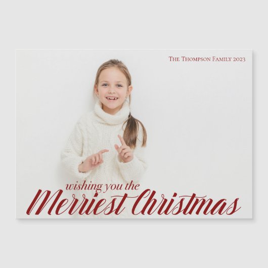 メリーChristmas Chic Script Photo Magnet Card (正面)