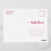 メリーChristmas Chic Writhic Overlay Photo 箔シーズンポストカード (裏面)