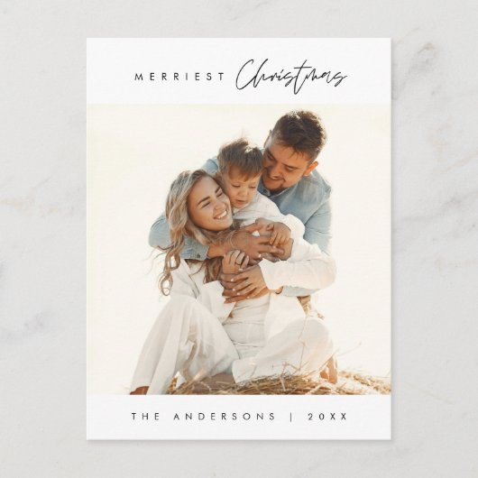 メリーChristmas Family写真コンテンポラリー, ポストカード (正面)
